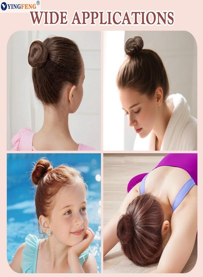 YINGFENG 134 Pcs Brown Hair Bun Maker Kit for Kids Small - 4 Hair Donuts for Buns, 20 Hair Nets for Buns, 100 U Shaped Bobby Pins, 10 Hair Bands, for Girls, Ballet Dance, Hair Accessories for Women - Image 5